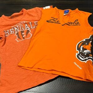 Reebok Women’s small medium Orange Cincinnati Bengals Shirt lot Tees T-shirt